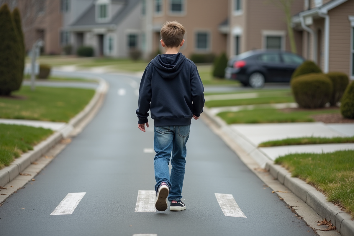 Adolescent marche le long d