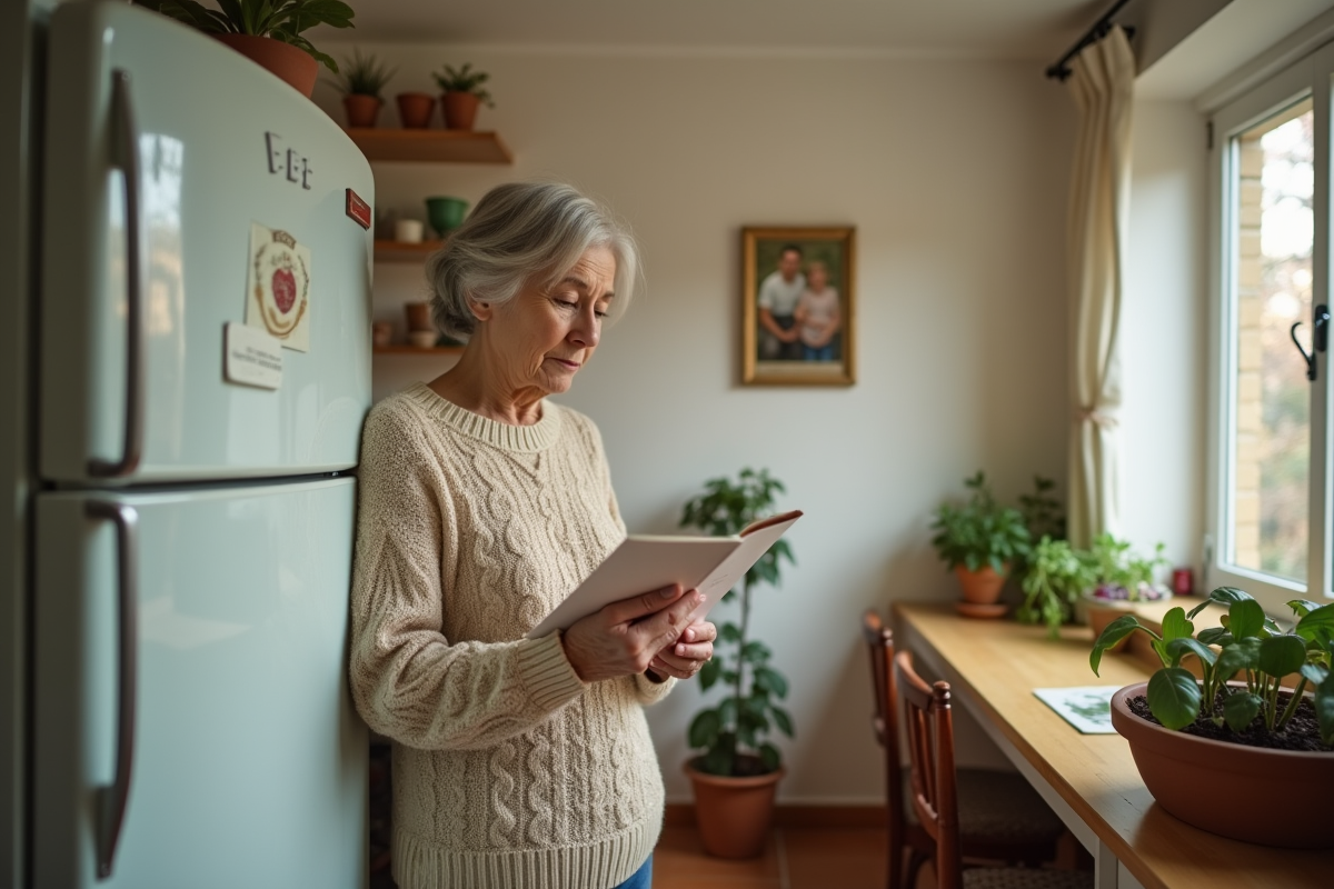 Femme senior lisant un manuel d