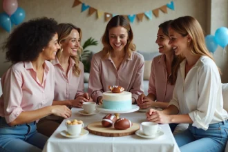 Groupe de femmes souriantes lors d'une baby shower football