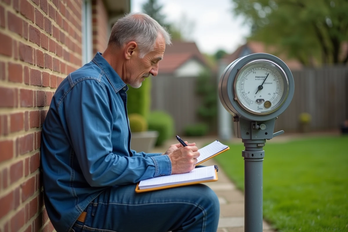 Homme lisant le compteur d