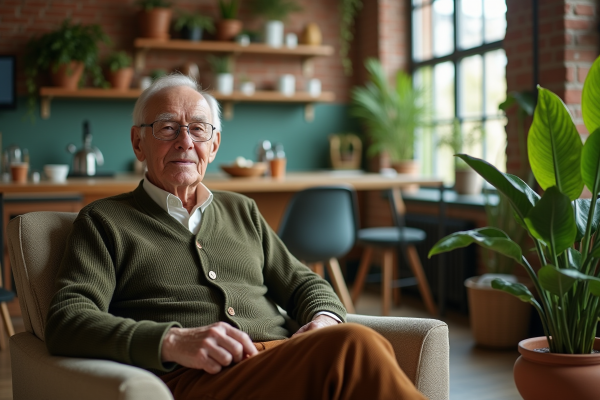 Homme âgé assis près d