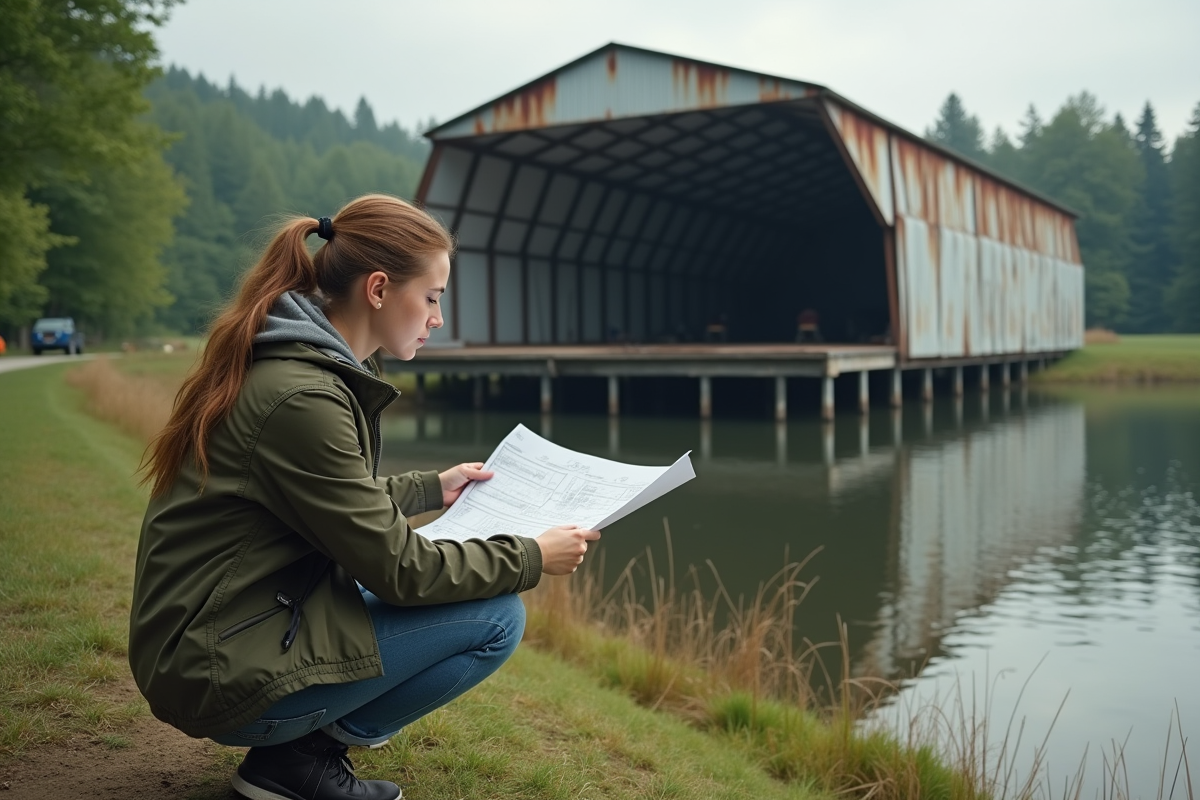 Jeune femme regardant des plans près d