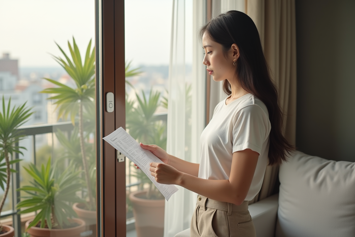 Femme lisant un manuel pour fixer un capteur d