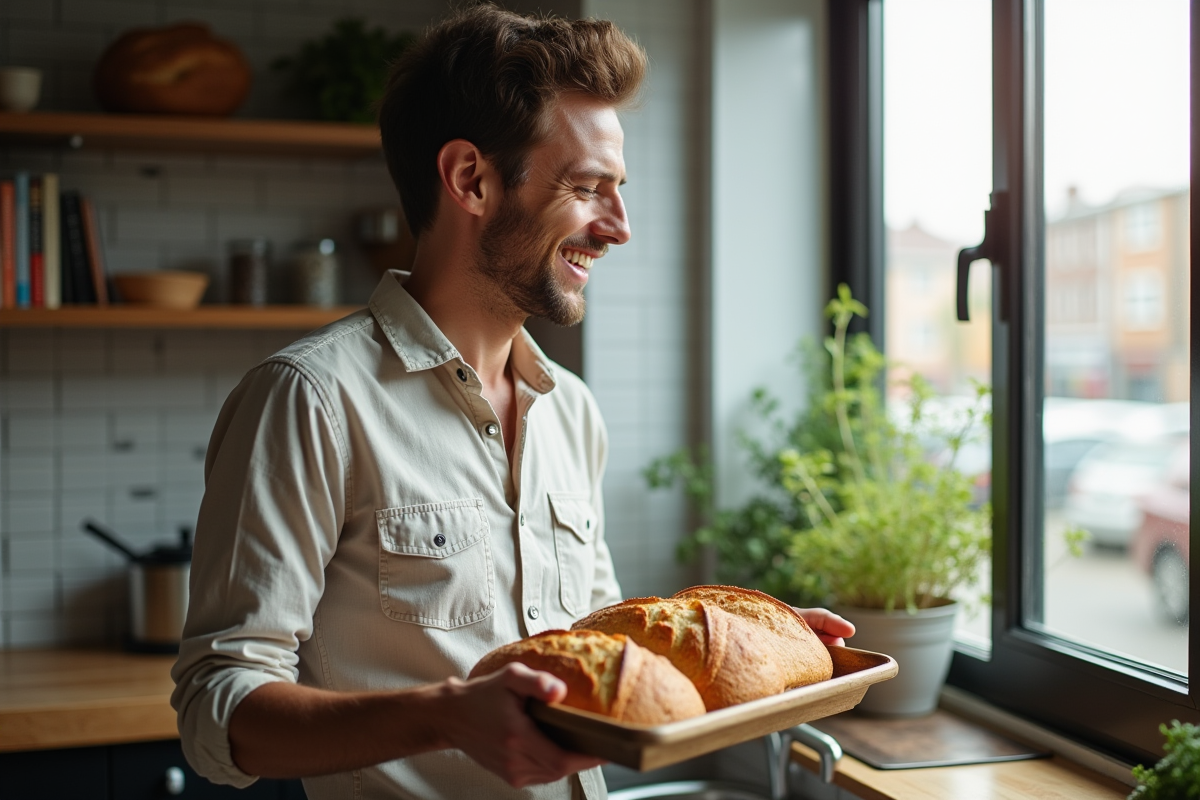 Jeune homme inhalant l