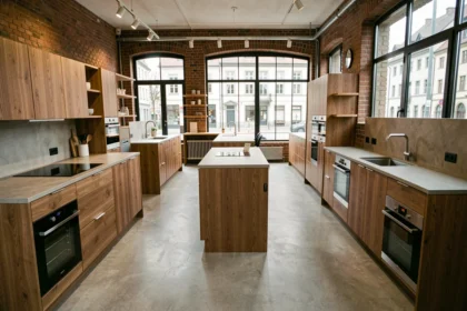 Showroom de cuisinistes dans le Bas-Rhin présentant plusieurs modèles de cuisines modernes et traditionnelles