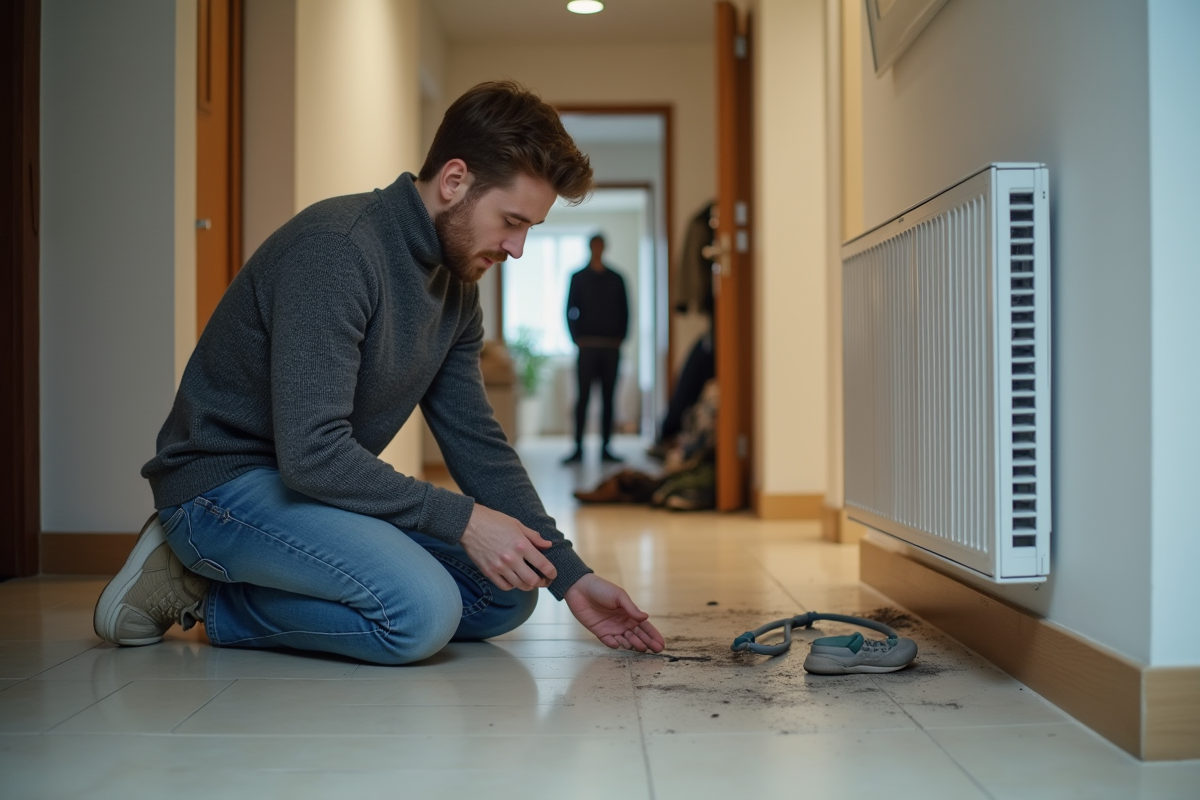 Jeune père examine une grille d